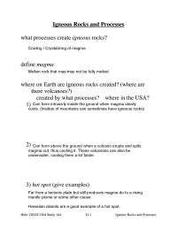Igneous Rocks and Processes - Elements of Geology | GEOS 2104 - Docsity