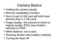 Notes on Camera Basics - Photography | PHTO 110