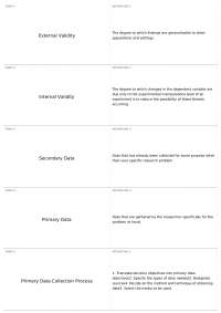 Research Methods: Validity, Primary & Secondary Data, and Data Collection