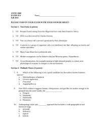 Introduction to Anthropology - Exam 1 - Fall 2011 | ANTH 1000 - Docsity