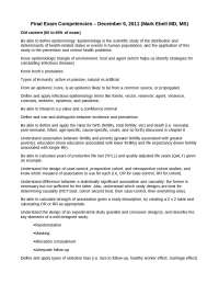 Final Exam Competencies - Fundamentals of Epidemiology | EPID 4070