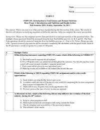 Exam 1 with Questions - Food Science and Nutrition | FSHN 101