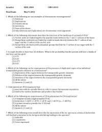Final Exam Questions with Solutions - Genetics | BIOL 2004 - Docsity