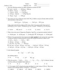 General Chemistry I - Exam 2 with Answer Key | CHEM 1110 - Docsity