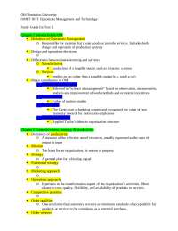 Management Of Technology And Innovation Study Guide Mgt 4 Docsity