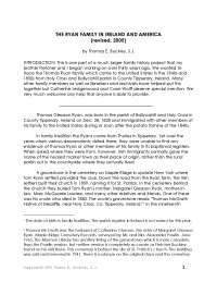 THE RYAN FAMILY IN IRELAND AND AMERICA (revised, 2005) - Lecture Note - American History - Thomas E. Buckley, S.J.
