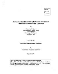 Pink Salmon: Scale Growth and Life History Patterns - Low vs High Abundance