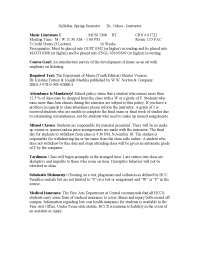 Music Literature I - Lecture Notes - United State Literature - Kristine Forney
