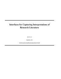 Interfaces for Capturing Interpretations of Research Literature - Lecture Notes - United Kingdom Literature - Victoria Uren
