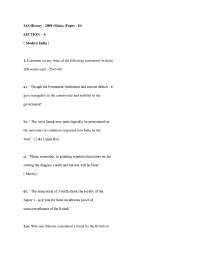 Modern India - Exam Paper 2009 - Indian History