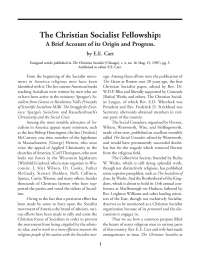The Christian Socialist Fellowship: A Brief History of its Origin and Progress
