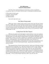 Understanding Sexual Assault: Culture, Theories, Male Victims, and Child Molestation
