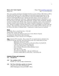 History 341 Tudor England - Lecture Note - United Kingdom History - Margo Todd