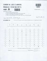 General Chemistry - Solutions for Midterm Exam 1 | Chem 1A - Docsity