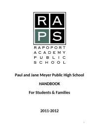 Rapoport Academy Public School: Rules, Regulations, and Expectations - Prof. Susan M. Adki