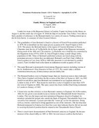 Family History in England and France - Lecture Notes - United Kingdom History - Lonnie H. Lee
