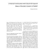 History of Descriptive Geometry in England -  Lecture Notes - United Kingdom History - Snezana Lawrence