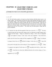 Electric Forces and Electric Fields: Answers to Focus on Concepts Questions - Prof. A. Bra