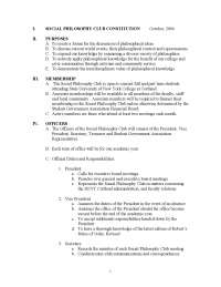 Social Phiosophy Club Constitution - Exam Paper 2006- United Kingdom Philosophy