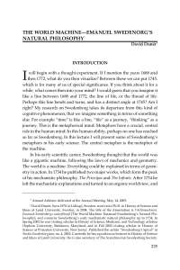 The World Machine Emanuel Swedenorg's Natural Philosophy - Lecture Notes - United Kingdom Philosophy - David Dunér