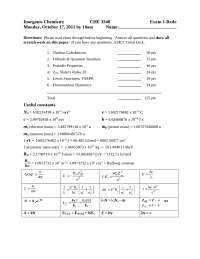Exam 1 for Advanced Inorganic Chemistry | CHE 3340