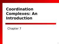 Coordination Complex - Advanced Inorganic Chemistry | CHE 3340