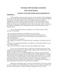 Sociology of Emotions-Lecture Notes  7-8-Sociology