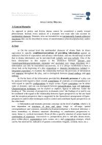 Guidelines for Analysing Literary Texts-Analysing Drama Lecture Notes-Literature