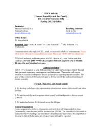Syllabus for Human Sexuality and the Family | HDFS 445