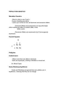 Understanding Dominant and Recessive Alleles in Population Genetics - Prof. T. Tichnell