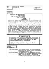 North American Indian Ethnography - Syllabus | ANP 411