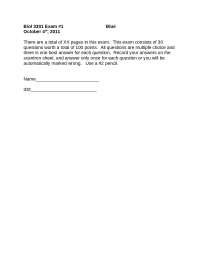 Exam 1 Questions with Answers key - Genetics | BIOL 3301
