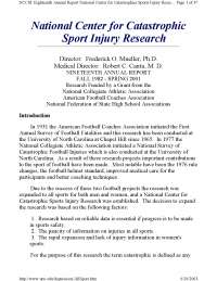 Sports Injuries: 18-Year Analysis by National Center for Sports Injury Research