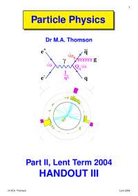 Part II Particle Physics-Hanout 3 2004-Physics