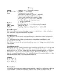 Syllabus on Existential Psychology | PSYC 3470