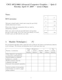 Quiz 2 Advanced Computer Graphics Fall 2007 Csci 6530 Docsity