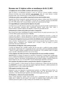Resumo das mudanças na Lei 12.403 em relação às medidas cautelares e prisão preventiva