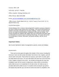 Syllabus of Introduction To Biological Principles I | GBIO 106