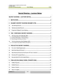 Secret Sharing-Advance Computer and network security -Lecture 03 Notes ...