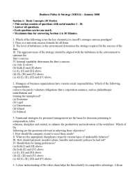 Business Policy and Strategy - Exam Paper January 2008- MBA, ICFAI