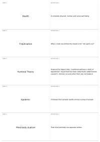 Terminology and Concepts in Health and Medicine