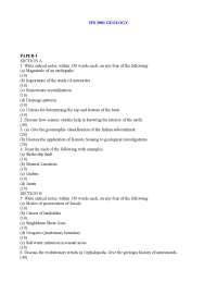Geology - Exam Paper 2001  - Forest Management - IFS