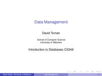 Data Management-Introduction to Database Management-Lecture 01 Slides-Computer Science