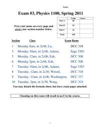 Examination 3 Practice Problems on Physics I | PHYS 1100 - Docsity