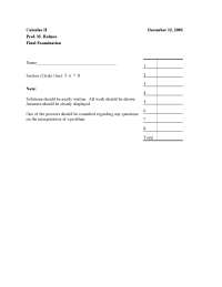 Final Exam Paper - Calculus II | MATH 1020 - Docsity