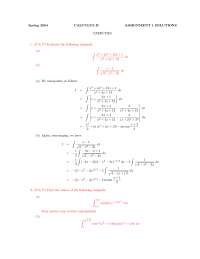 Solved Homework 1 Problems - Calculus II | MATH 1020 - Docsity