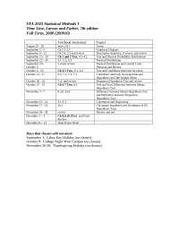 STA 2023 Statistical Methods I Course Schedule and Topics - Prof. Sophia K. Graff