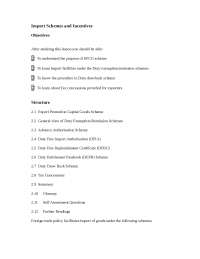 Foreign Trade And Policy - Import Schemes and Incentives - Notes - Finance