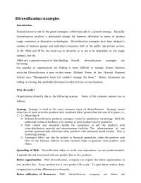 Strategic Management  -  Diversification strategies -  Notes  -  Business Management