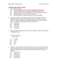 Midterm Exam with Answers | Chemistry I | CHEM 1100 - Docsity